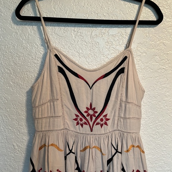 Free People Garden Party Tea Cream Embroidered Fit & Flare Mini Dress Size 10 - Picture 4 of 7